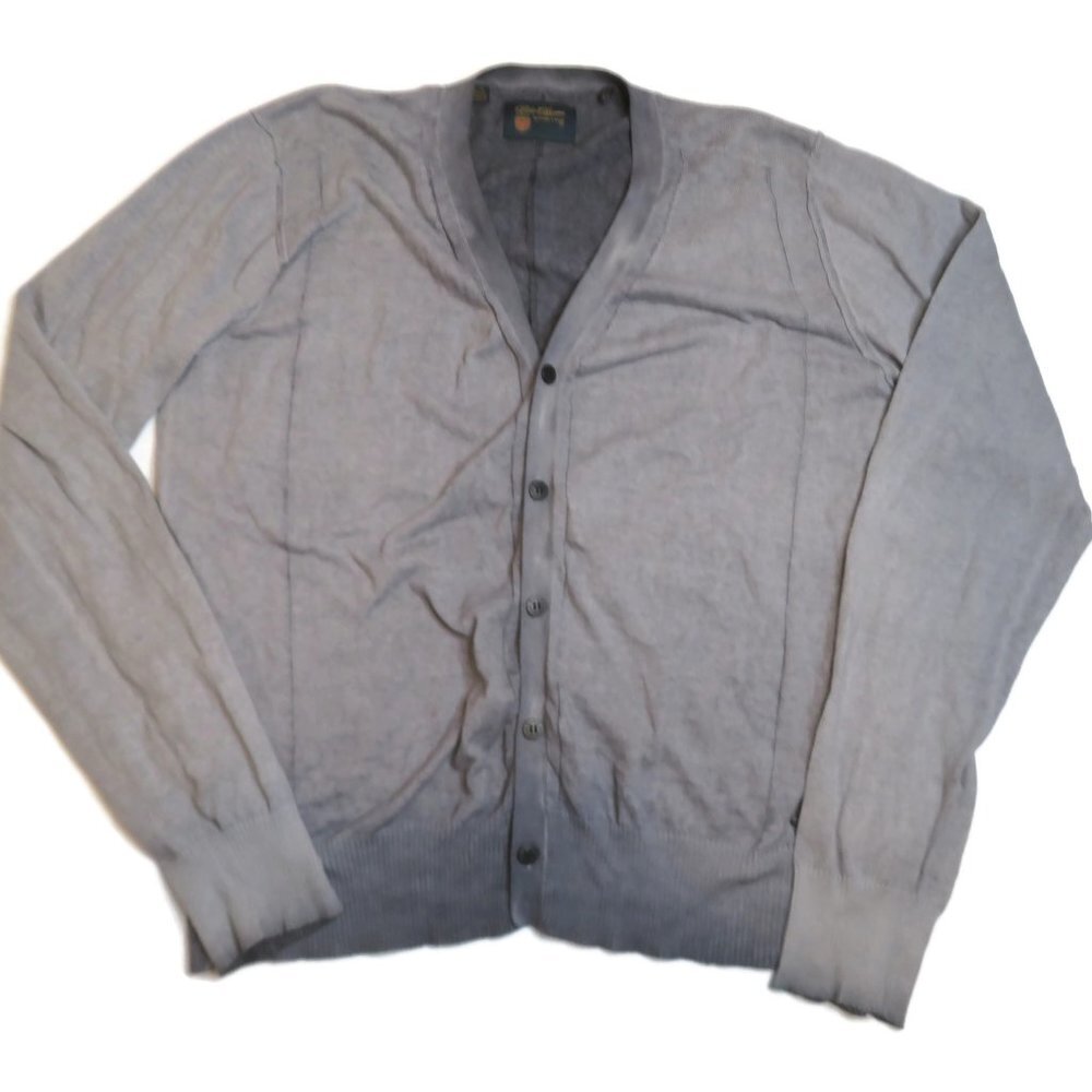 Blue Chrome Buffalo David Bitton Cardigan Sweater Mens XL Gray Cotton Button Up